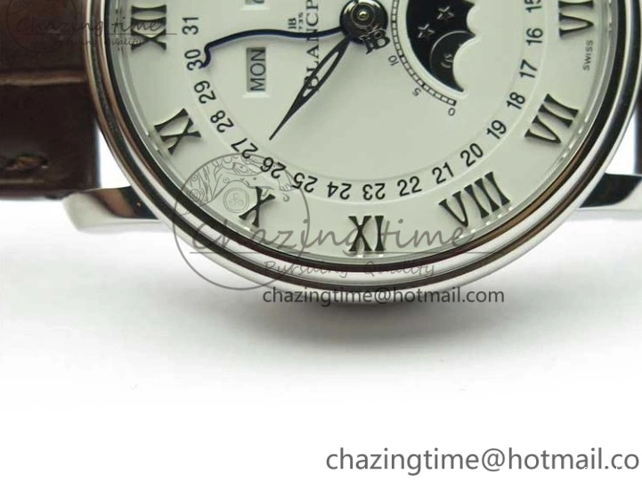 0321 Villeret 6654 SS Complicated Function OMF 1:1 Best Edition White Dial on Brown Leather Strap A6654 V Popular 7904